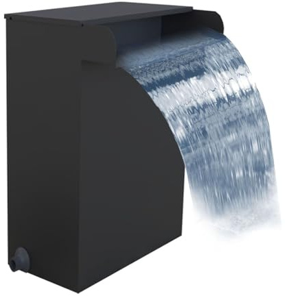 Cascata Piscina Kit di Scarico per Piccola Cascata da Esterno, Nero, Fontana Moderna per Laghetto, Filtro Senza Pompa, Cascata Silenziosa da Giardino, Lama di Sbarramento(30x15x30cm(12x6x12in))