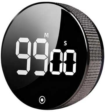 Aihoom Minuteur de Cuisine Aimanté, Chronomètre Numérique LED, Minuterie avec Volume et Luminosité Réglables Timer, pour Salle de Classe, Bureau, Gym, La Cuisine, Enfant, Adulte (Noir)