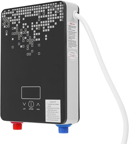 BRRIDE Chauffe-eau électronique instantané 6500 W résistant à la pression avec buse de douche, chauffe-eau électrique instantané sans réservoir pour lavabo, douche ou baignoire, salle de bain, cuisine
