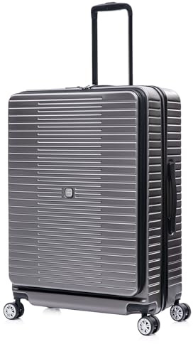 Luggage Depot 28 Inch Extra Large Expandable Suitcase, 75x50x30cm Maximum Capacity Luggage, with TSA Lock, Double 360° Spinner Wheels, X-Strap Interior, Cup Holder, ABS Hardshell for Relocation, Grey