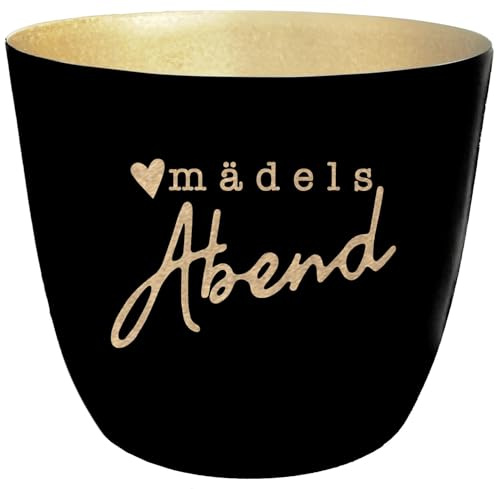 Party Windlicht Baltic – Metall mit Motiv – Mädelsabend, schwarz, Gold | 10 x 10 x 8,5 cm – für Teelichter & Stumpenkerzen – Haus, Garten, Balkon, Terrasse – Licht- & Schattenspiele – Seaside No.64