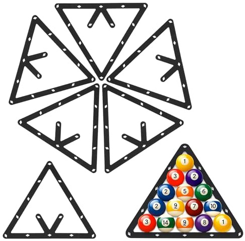 Simsky Billard Schablone Set, 6 Stück, Ultradünne Folie für 8Ball, 9Ball, 10Ball, Präzises Dreieck für Kugelaufstellung, Training & Turnier