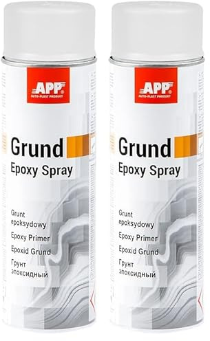 AUTO-PLAST PRODUKT APP Epoxy Grund Spray | Apprêt époxy en bombe | Primaire antirouille metal, aluminium, acier | Apprêt antirouille - protection contre la corrosion | Gris clair | 500 ml (Lot de 2)