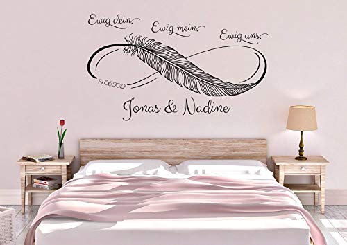 *NEU* Wandaufkleber Wandtattoo Wandsticker ***Ewig dein - Ewig mein - Ewig uns*** Infinity Symbol/Unendlichkeits Zeichen mit Wunschnamen und Datum (Größen und Farbauswahl)
