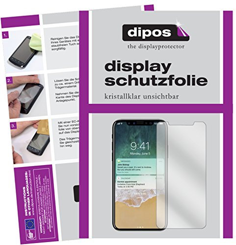 dipos I 6X Protector de Pantalla Compatible con Apple iPhone X pelicula Protectora Claro (3X Delantera & 3X Trasera)