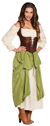 Boland - Mittelalter Kostüm, Wirtin | Kleid mit Unterrock, Damenkostüm, Karneval und Mottoparty, Zimmermädchen, Zofe