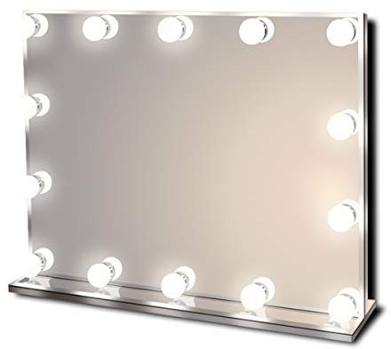 Star Vision Montage Mural Miroir Maquillage Hollywood pour Coiffeuse, Grand Miroir Lumineux avec 14 Ampoules LED Réglable, Trois Températures de Couleur, Dessus de la Table ou Fixé au Mur