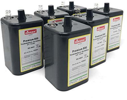 4R25 6V-Blockbatterie Ersatz für Nissen Laternenbatterie/Baustellenleuchte/Baustellenlampe/Blinklampe/Handscheinwerfer (Nissen 6V-Block 6er Set)