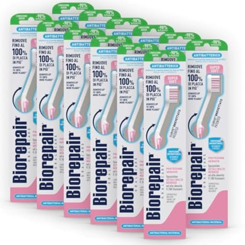 Coswell (Italien) - Manuelle Zahnbürste - Weiche Borsten - Ovaler Kopf - Zungenreiniger - Erwachsene - Zahnfleischfarben