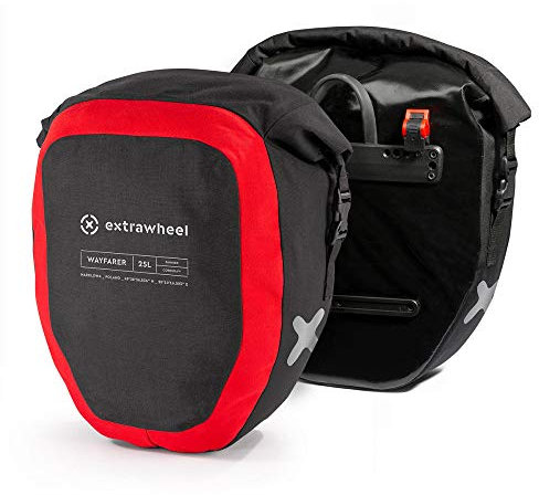 EXTRAWHEEL 2er Set [25L-50L] Fahrradtasche Wasserdicht Geruchsneutral Gepäckträger Hinterradtasche Cordura/Polyester (Material: Cordura, 50L (2x25L))