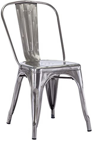 Duhome Metallstuhl Bistrostuhl aus Eisen Esszimmerstuhl mit Rückenlehne, Stapelbare Küchenstühle Industriedesign, Metallic