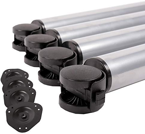 4er Set rollende Tischbeine 870mm Tischfuss auf Rolle mit Bremse ø 50mm Metall in verschiedenen Farben (Silbergrau)