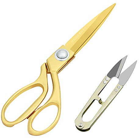 Handi Stitch Schneiderschere Gold Stoffschere mit Fadenschneider - Profi Textilschere Scharf 20,32cm aus Edelstahl - Goldene Schere Schneidet Stoff, Kleidung, Textilien, Leder, Jeans,Nähen & Ändern