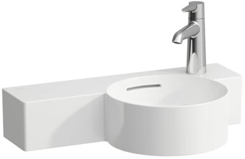 LAUFEN VAL Handwaschbecken, ohne Hahnloch, mit Überlauf, 550x315mm, Ablage links, H8152844001091, Farbe: Weiß
