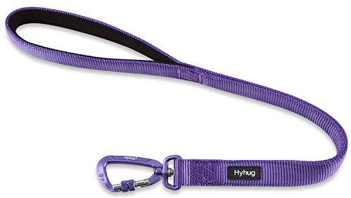 Lightweight Aluminum Alloy Hook Buckle, High-grade Upgraded Traffic Durable Nylon 24 inch Short Leash, with soft Neoprene Lining Handle, Professional Training (24 Inch Long, Ultra Violet)