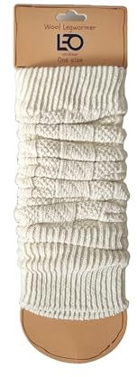 Leo Design Natürliche Lammwolle, Damen-Beinstulpen, Mischung aus Lammwolle und Polyamid, Zopfstrick, Beinwärmer, Knöchelwärmer, Weihnachten, luxuriöser kalter Winter/warme Beine, Schwarz und