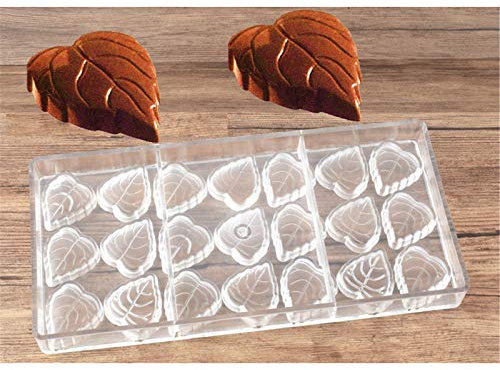 DUBENS Blatt geformt Harte Polycarbonat Schokolade Form, PC Candy Fondant Kuchen Machen Form, klare Bakeware Schokolade Formen, Eistablett