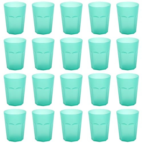 Engelland - 20 x Plastikbecher, Trinkbecher, Hell-Grün, Frostoptik, 250 ml, mit Eichstrich, bruchfest, stapelbar, Mehrweg, Kunststoff, wiederverwendbar, Party-Becher, Trink-Glas
