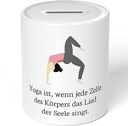 JUNIWORDS Spardose Sparbüchse, Yoga ist, wenn Jede Zelle des Körpers das Lied der Seele singt