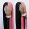 Towarm Lange gerade Halbschwarze Halbrosa Mittelteil synthetische Perücke für Frauen mit Spitze vorne, natürliche hitzebeständige Faser, handgeknüpfte Cosplay-Perücke (gerade, schwarz und rosa)
