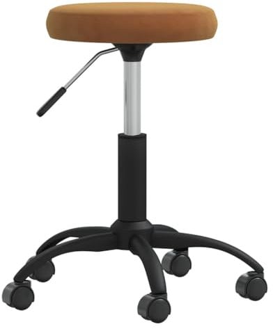 vidaXL Massagehocker mit Rollen Drehbar Höhenverstellbar Rollhocker Arbeitshocker Salon Beauty Hocker Drehhocker Praxishocker Samt Braun
