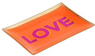 Gift Company Glasteller Love Plates Love M, Dekoteller, Schale, Glas, Orange, Gold, 10 x 14 cm, 1088204011