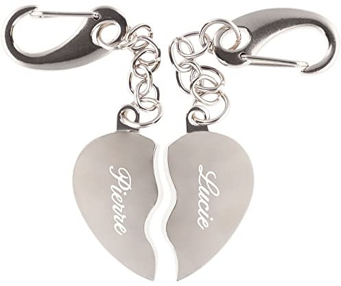 Porte-clés en Forme de cœur à séparer et à Graver avec du Texte - Porte-clés cœur sécable Personnalisable