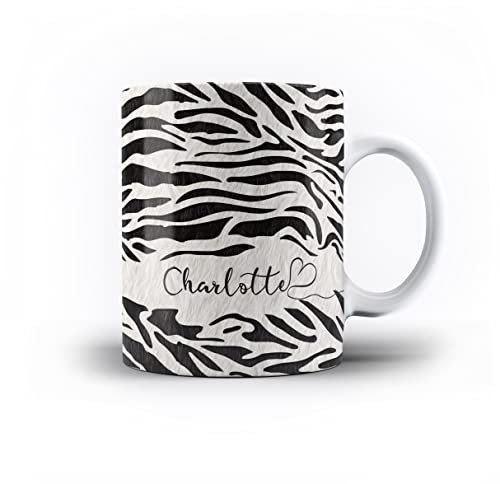 iCaseDesigner Personalised Animal Print Mug with Name and Heart. 11oz Ceramic Mug. 8. Zebra Print