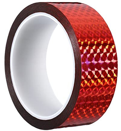 PATIKIL 35mm x 50m Prisma Nastro, Washi Tape Olografico Riflettente Auto Adesivo Nastro Decorativo per Fai da Te Arte Artigianato Avvolgimento Decorazione, Rosso