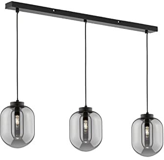 meineWunschleuchte LED Pendelleuchte Industrial Style 3 flammig Schwarz mit Rauchglas