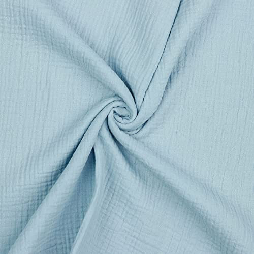 VmG-Store Musselin Double Gauze 61 Farben Meterware Stoff Tex 100 Uni (50 x 135cm) (031 I Blau)