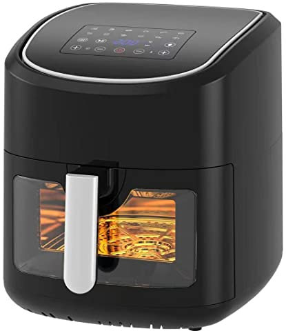 Melchioni Family | Friggitrice ad Aria GAIA, Capacità 8L / 2,5kg, Display Touch Screen, Timer 1/60 minuti, 13 Programmi Preimpostati, 50-200°C, Contenitore Antiaderente, 1800 W, Colore Nero