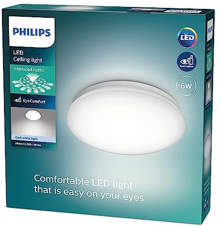 Philips Moire Deckenleuchte, 6W, rund, kaltweiß, weiß