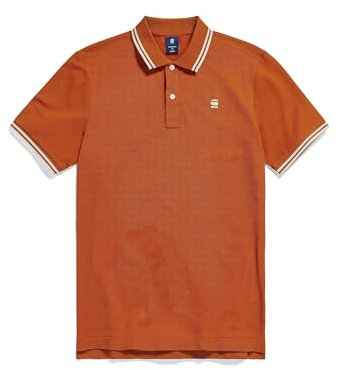 G-Star Men's Dunda Slim Stripe Polo , Orange (rooibos tea D17127-5864-G052), M
