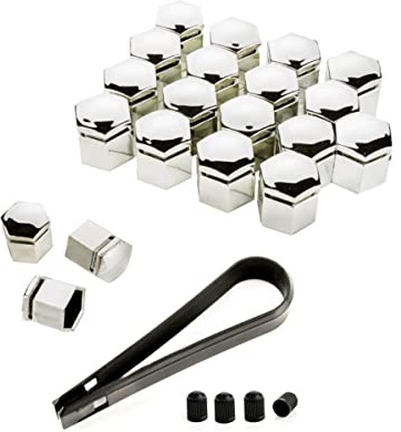 LST 20x Sechskant Abdeckkappen Radschraube Felgen Kappen Set 17 mm chromfarben