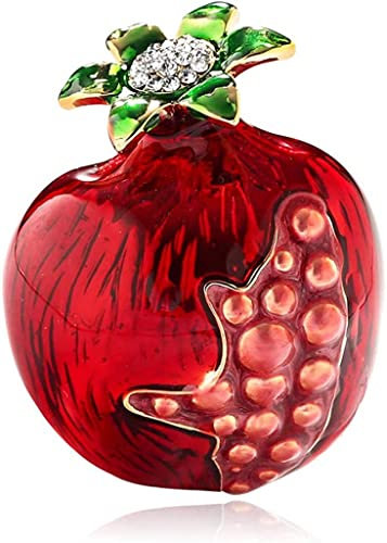 Mode Granatapfel Strass Brosche Zweig Obst grünes Blatt Abzeichen Emaille Brosche Schmuck