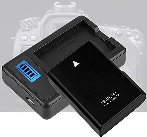 Caricabatterie EN-EL14, Carica Batteria Fotocamera con Display LCD per D3100 D3200 D3300 D5100 D5200 D5300 D5500 Coolpix P7000 P7100 P7700 P7800 DF