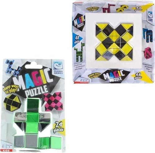 Clown Games Magic Puzzel - L + XL - Groen - en Geel - Voordeelpakket - Fidget Snake