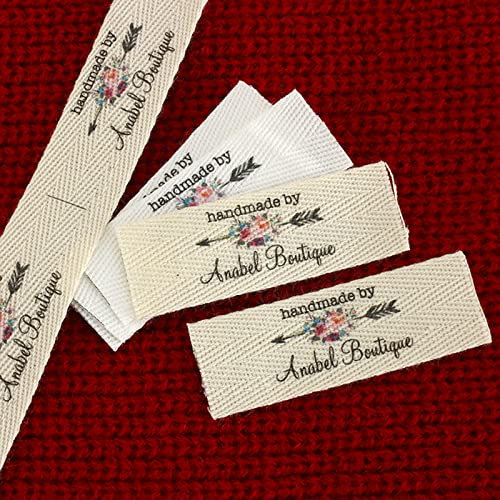 Benutzerdefiniertes Köperetikett,Stoff-Namensschilder, Logo oder Text, Baumwollband, Kleidungsetiketten, Benutzerdefinierte personalisierte Etiketten, zum Nähen verwendet (2,50 Stück)