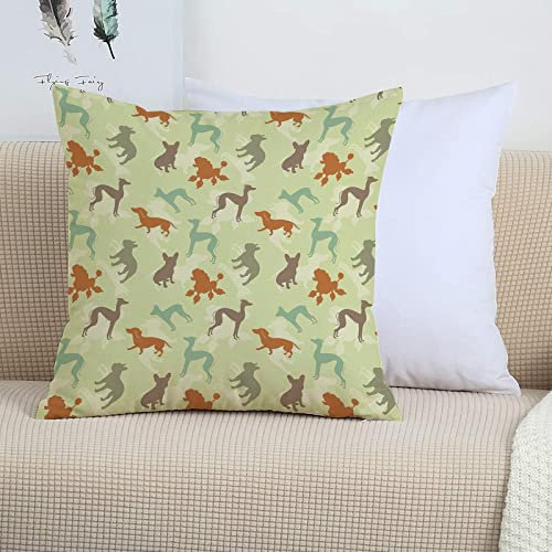 2er-Set Dekorativ Kissenbezug 45x45 cm,Hundeliebhaber, Französische Bulldogge Windhund Pudel Terr,Polyester Kissenbezüge Dekokissen Kissenhülle Set Kissen Fall für Sofa Auto Schlafzimmer Zuhause Dekor