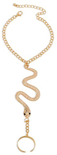 BSLVWG Schlange Finger Ring Armband Slave Chain Armband Vintage Layered Quaste Armband Personalisieren Hand Chain Schmuck für Frauen und Mädchen (05)