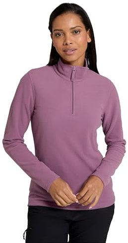 Mountain Warehouse Snowdon Womens Fleece Top - Warm Pullover, Lightweight Sweater, Half Zip, Breathable Ladies Tee, Quick Drying - For Spring Summer, Walking, Travelling Dusky Purple Women's Size 8
