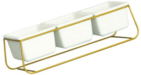 CIMAXIC Blumentopf-Set Aus Eisengestell 1 Set Quadratischer Keramik-trapeztopf Moderner Übertopf