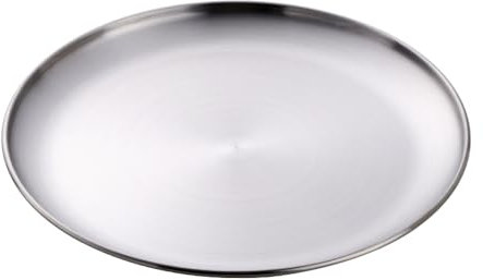 Buyer Star Edelstahl Teller, 30cm Edelstahl Platten, Metall-Speiseteller für Steaksalat, Dessertteller, Edelstahlteller Rundes Servierteller für Camping Picknick Küche Grillen Party, 1 Stück Silber