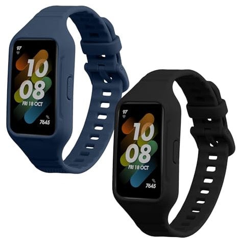 kwmobile Pulsera compatible con Huawei Band 7 / Band 6 / Honor Band 6 correa - 2x Correas de silicona flexible - Tamaño ajustable