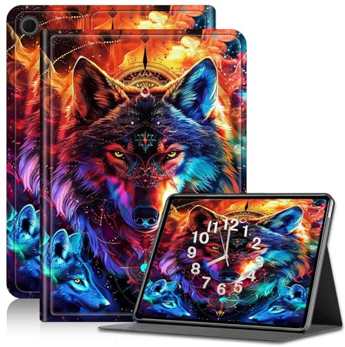 Case for Amazon Fire HD 8 Tablet (8th/7th/6th Generation, 2018/2017/2016 Release), PU Leather Fire 8 Case Adjustable Stand Shockproof Cover with Auto Wake/Sleep, Blue Wolf