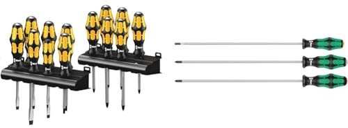 Wera 05133285001 Screwdriver Set Kraftform Big Pack 900, Silver, 13 pieces & 335/350/355/3 Kraftform Plus Extra-Long Screwdriver set, PH/PZ/SL, 3pc, 05347735002