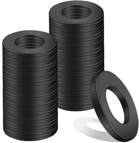 EIHI 40 Stück Unterlegscheiben M6 x 12mm Flache Unterlegscheiben Schwarz Karosseriescheiben Distanzscheiben Kohlenstoffstahl Dichtung Beilagscheiben Für Reparaturen Zu Hause Schrauben Gewindestange