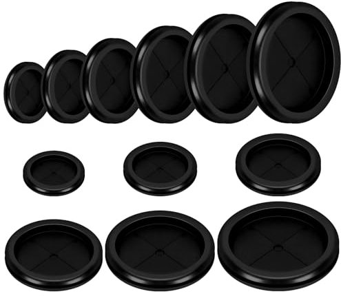 Mardatt Kit di 28 occhielli in gomma, 7 misure, a forma di torre e rotondi, a doppia faccia, solido foro chiuso, tappi di protezione per cavi, fori di trapano, elettrodomestici, impianti idraulici