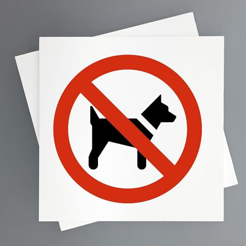 Cartello Vietato per Cani Confezione da 2 pz da 19 x 19 cm Regolamentazione non Consentita il Passaggio dei Cani (Vietato cani)